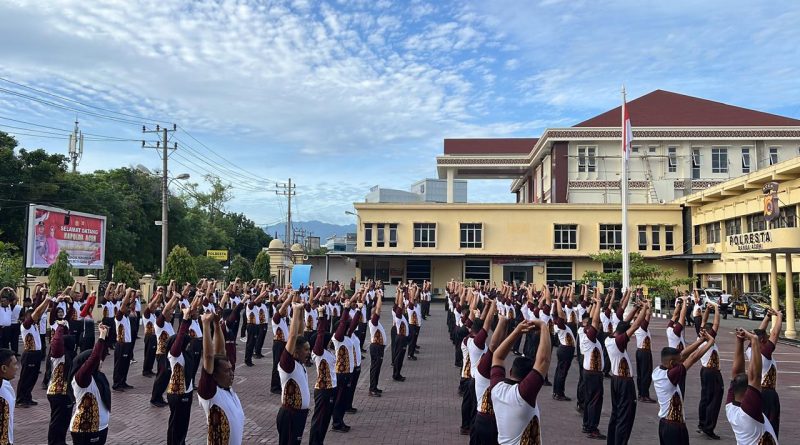 Guna Meningkatkan Pelaksanaan Tugas, Polresta Banda Aceh Laksanakan Olahraga Rutin